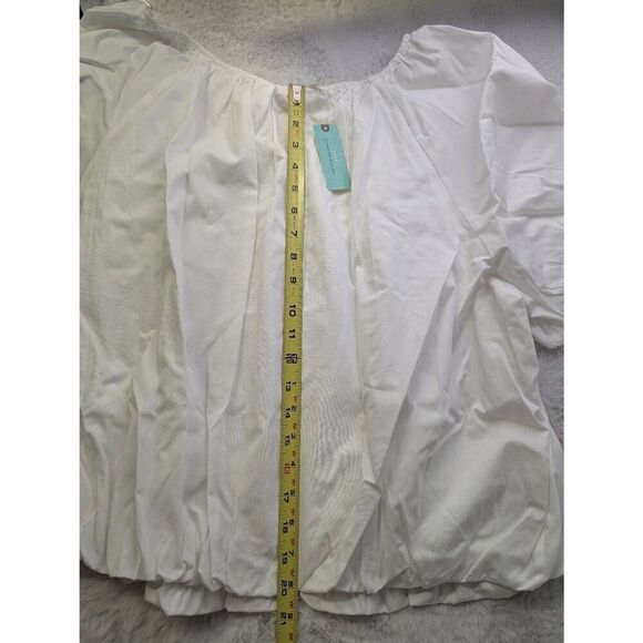 Anthropologie Pleated Puff Sleeve White Top Blouse Plus size 3X NWT - Picture 9 of 12